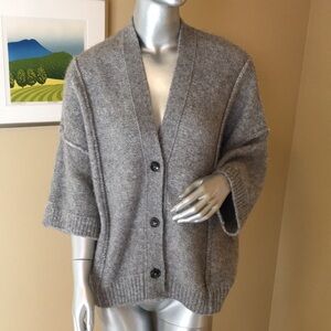 CLOSED | Alpaca Blend Oversized Drop Shoulder Cardigan Sweater